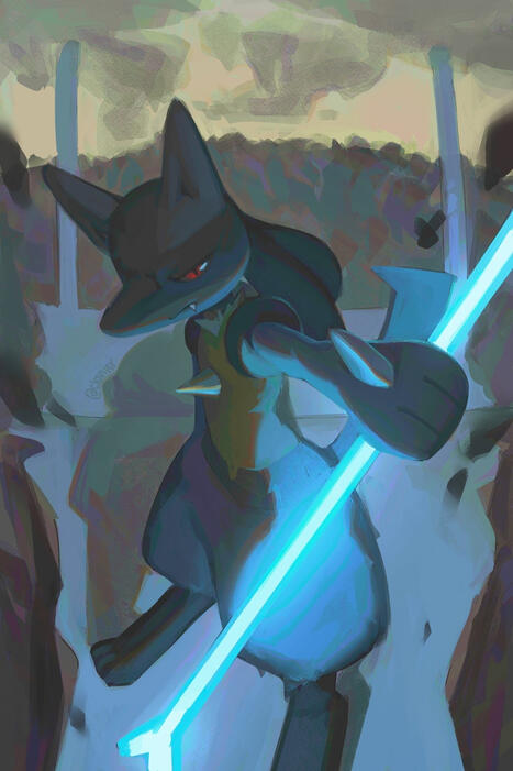 "lucario toughed it out!"